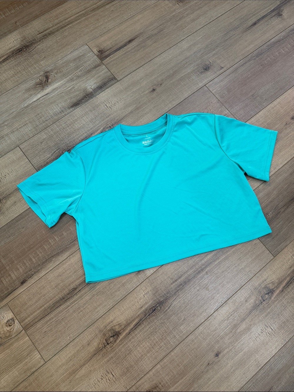 SHEIN Turquoise Cropped Tee - Short Sleeve Crew Neck